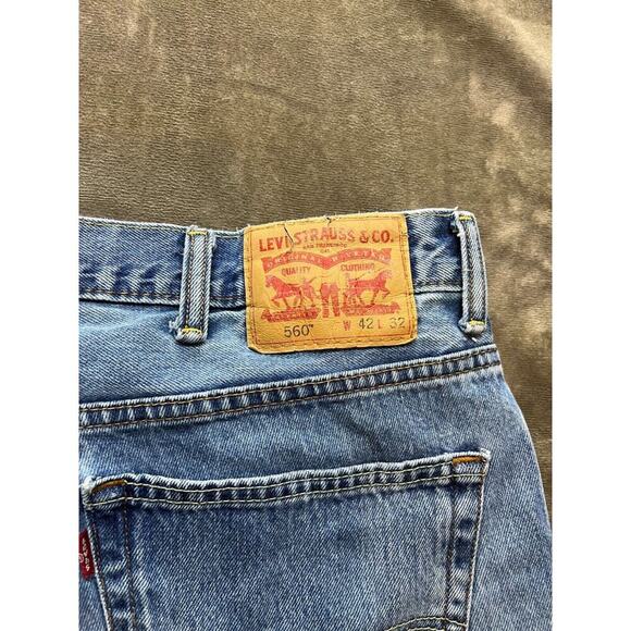 Vintage Levis 560 Jeans Mens 42x32 Blue Denim Pants Cotton Comfort Fit Baggy Y2K - Picture 6 of 7